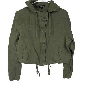 torrid Olive Green Textured Button-Up Hooded Utility Jacket
